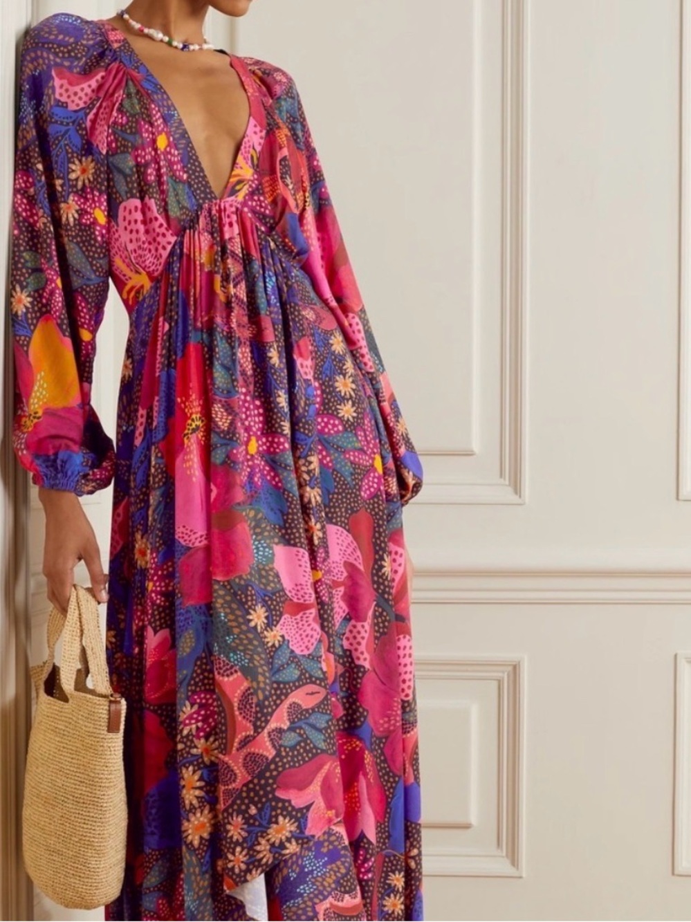 FARM RIO Snake Garden Floral Maxi Dress Women's Size XS NWT $265